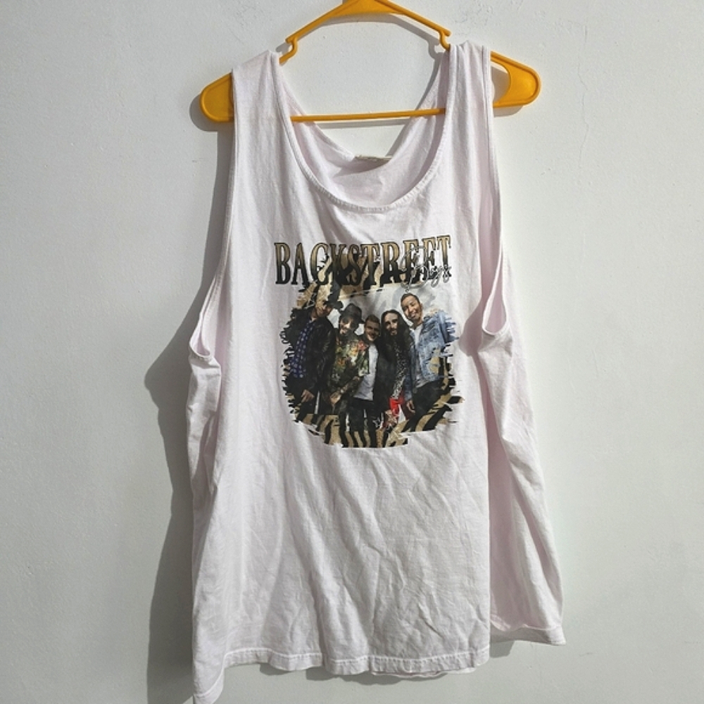 Backstreet Boys White Graphic Tank Top Plus Size 2X